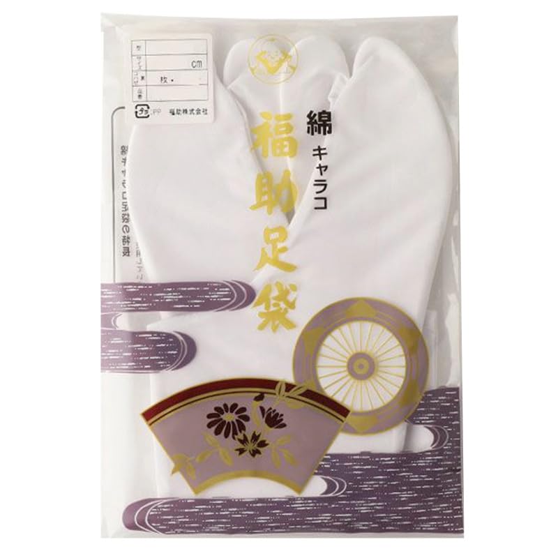 Fukusuke Cotton Calico Tabi Tabi Socks with Sarashi 100 Sizes Fukusuke Size Socks, 5-Ply Lace-Up Lining, Wave-Shaped, Available, Fit, White, 7052-000,