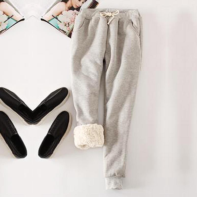 Women Warm Velvet Pant Thicker Elastic Waist Plus Velvet Pants Fashion Sweatpants