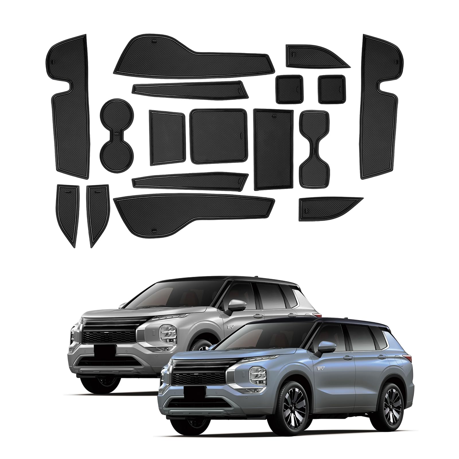 

SXCY Резиновый коврик для салона для нового Mitsubishi Outlander PHEV GN0W 2021 года, на заказ, для легких дверных карманов и консоли (3-е поколение, Тип), Детали, Нескользящие, чёрный