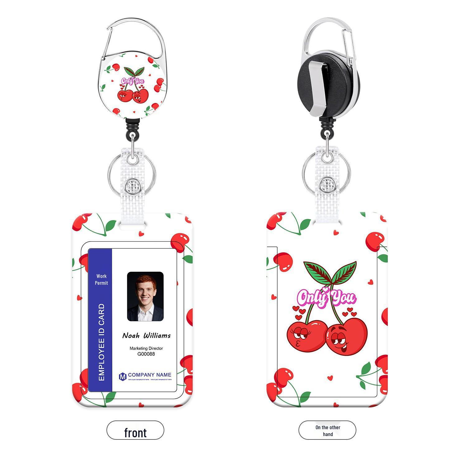 UV Print Work ID Card Holder with Lanyard Strap and Retractable Buckle