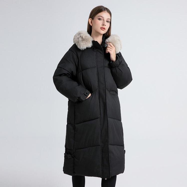 

New Korean Winter Jackets Women s Fashion Popular Knee Length Extended Version Warm Casual Cotton Padded Clothes XXL чорний