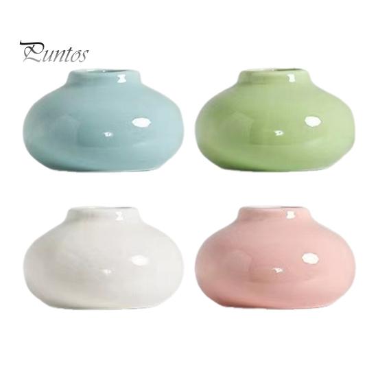 Mini Ceramic Vase Solid Color Glazed Flower Vase Desktop Decor Miniature Bud Vase for Small Hydroponic Plants Flowers Office Living Room Bedroom