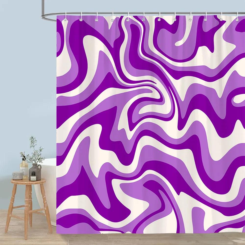 Colourful Abstract Lines Shower Curtain Modern Minimalist Style Flowing Art Polyester Shower Curtains Bathroom Decor With Hooks