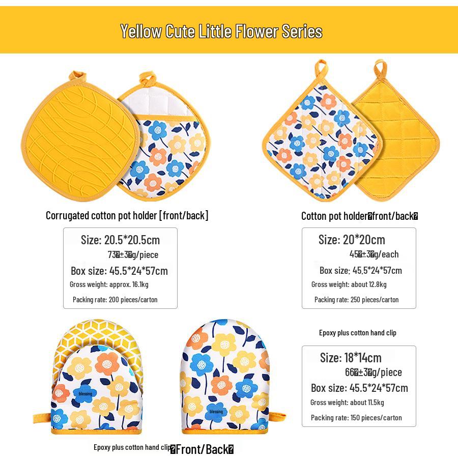 

Polar Bear Pattern Silicone Heat-Resistant Kitchen Gloves and Pot Holders Set Plain Cotton Pot Mat