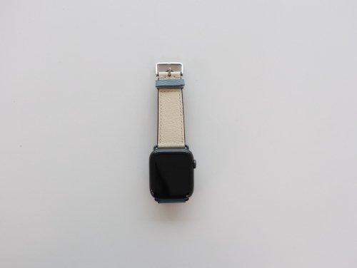 [Apostroph Komma] Apostroph Komma Lederarbeiten Apple Watch Armband Lederband Elfenbein Blau