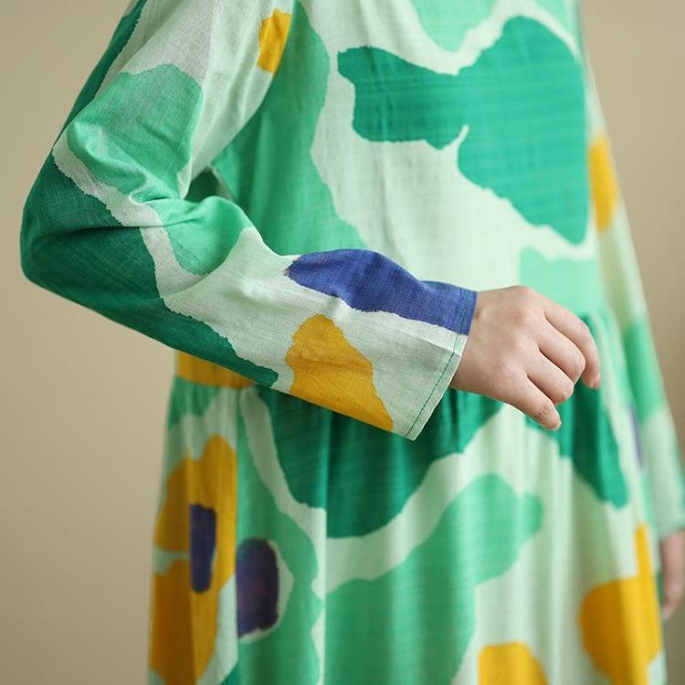 New Vintage Floral Maxi Dress Women Plus Size Spring Long Sleeve Loose Oversize Basic Long Dress