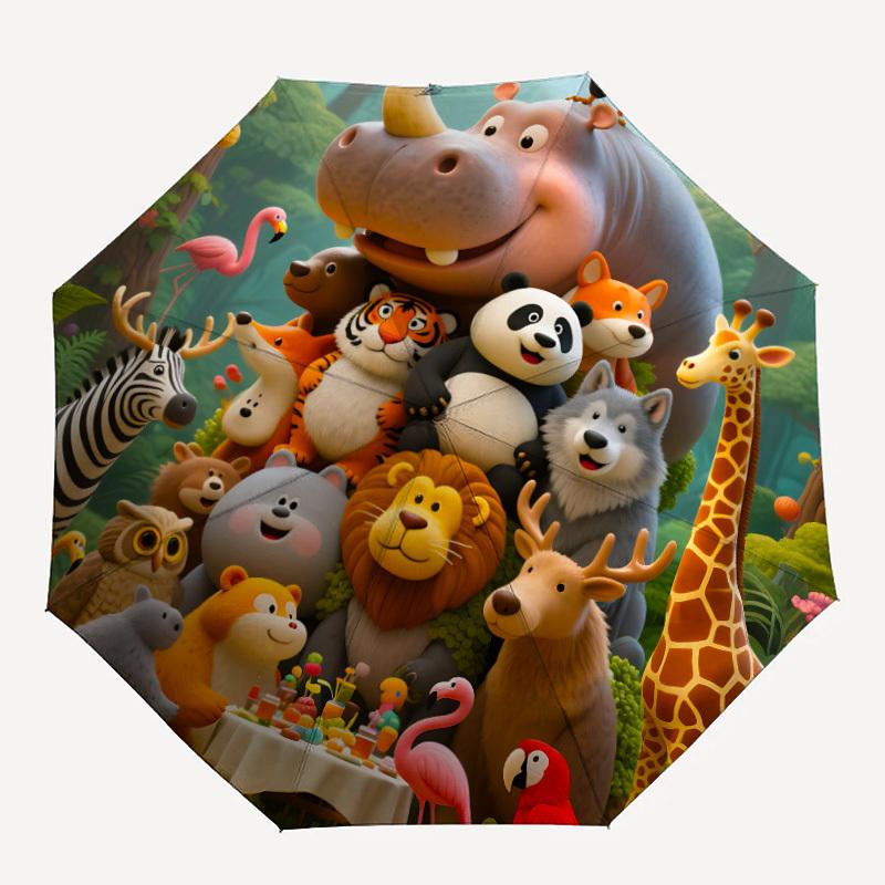 

1pc Zoo Party Automatic Open/Close Umbrella Compact Folding Umbrella, All-Season Portable Umbrella for Women/Men F1124138