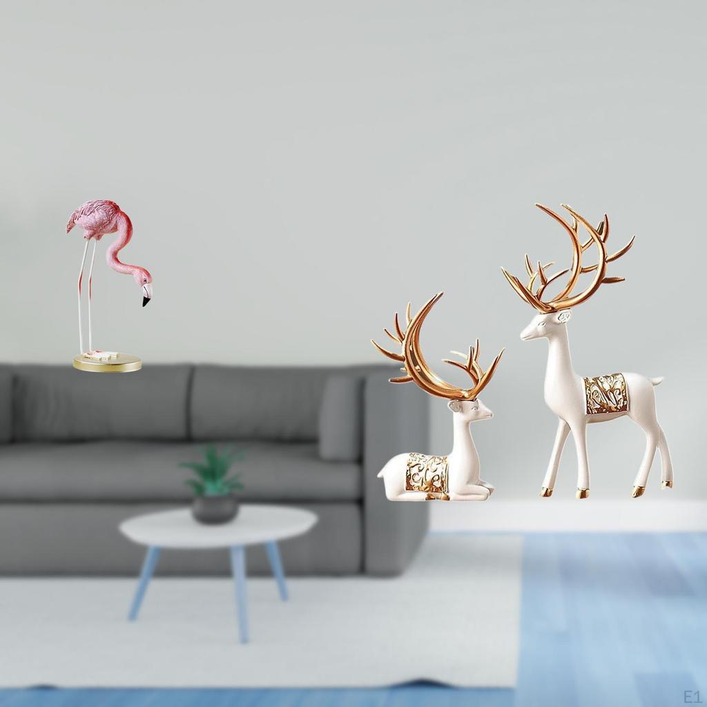Flamingo Resin Statue Bird Sculpture Home Decor Fireplace Modern Art Garden Figurine with Metal