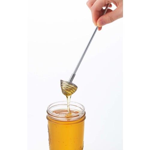 Yoshikawa YJ2809, Made in Japan, 20cm Long x 3.2cm Diameter Muddler, Spin-and-Scoop, Honey Muddler for Cooking, Silver