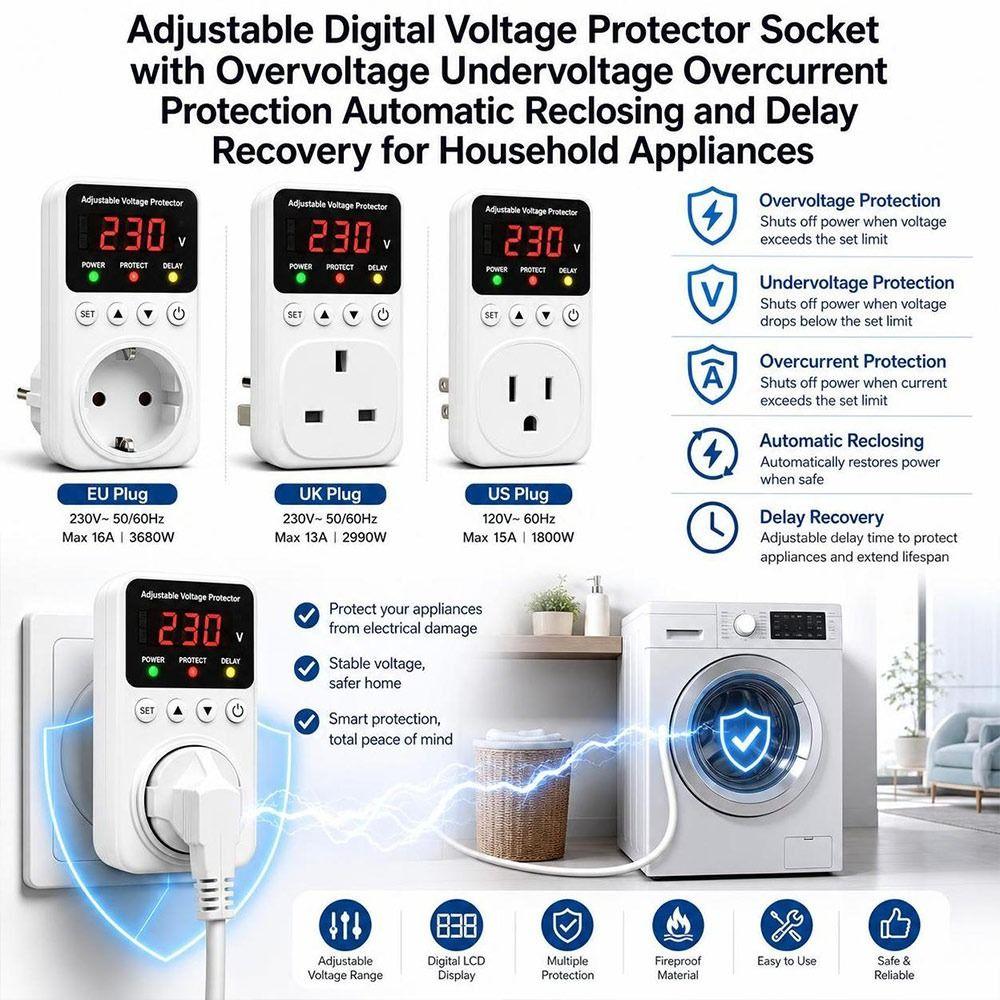 Automatic Reclosing Voltage Protector Socket Overvoltage Protector Equipment Protection