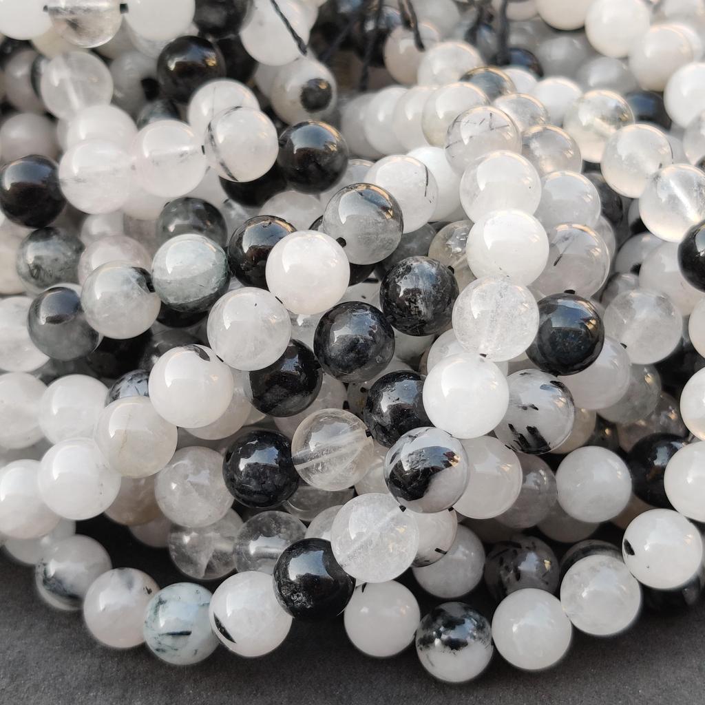 Black Rutile Plain Round Natural Beads, Black Rutile Plain Beads, Black Rutile Smooth Beads, 6mm 8mm 10mm Size, 14-15 Inch Strand Beads.