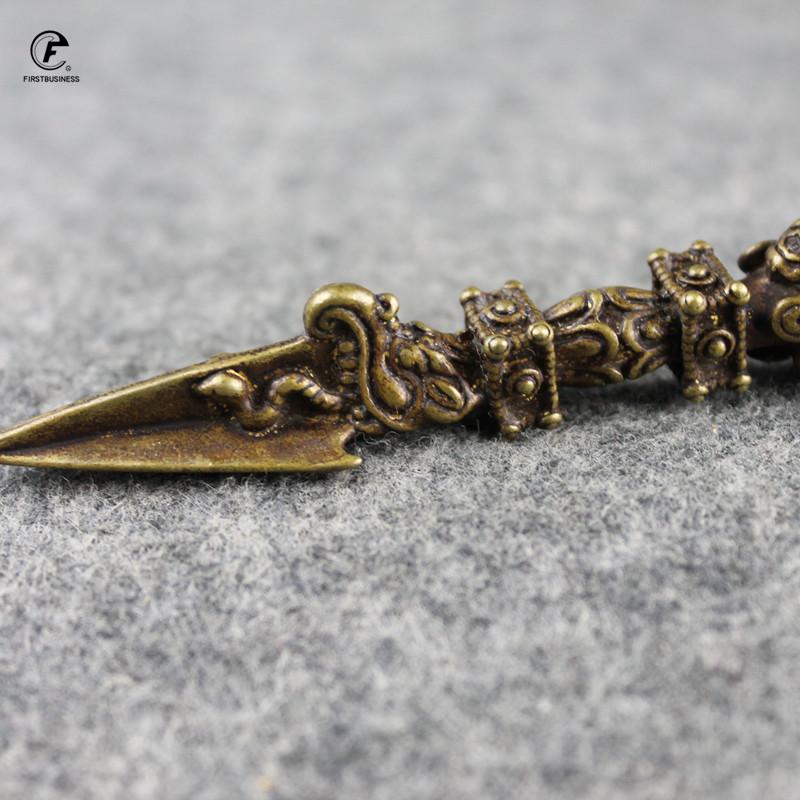 Retro Copper PUBA King Kong Instrument Dragon Head Just Vajry Pestle Puer Tea Knife Tea Pet Home Decoration Brass Desk Decor