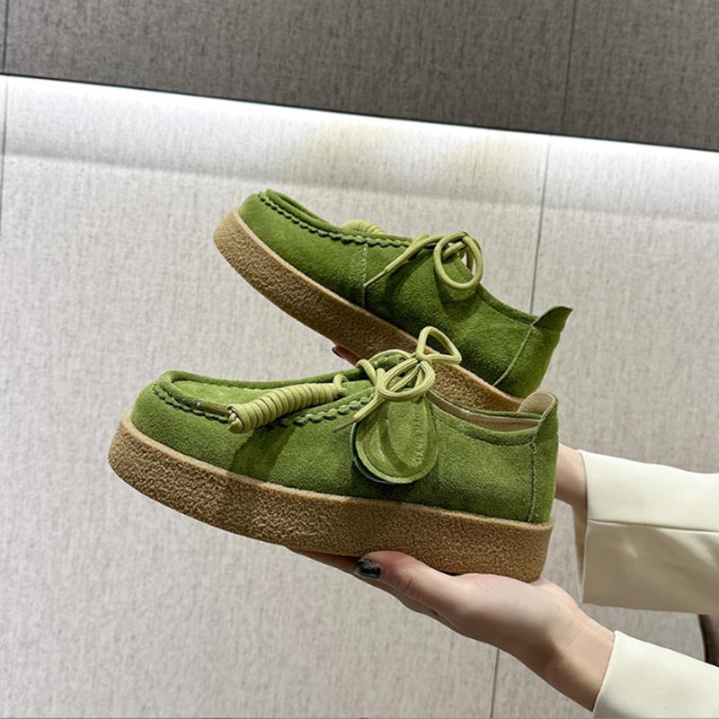 2026 New Fashion Vintage Loafers for Women Flat Non-slip Derby Women Shoes Suede Designer Women Casual Shoes Zapatillas De Mujer