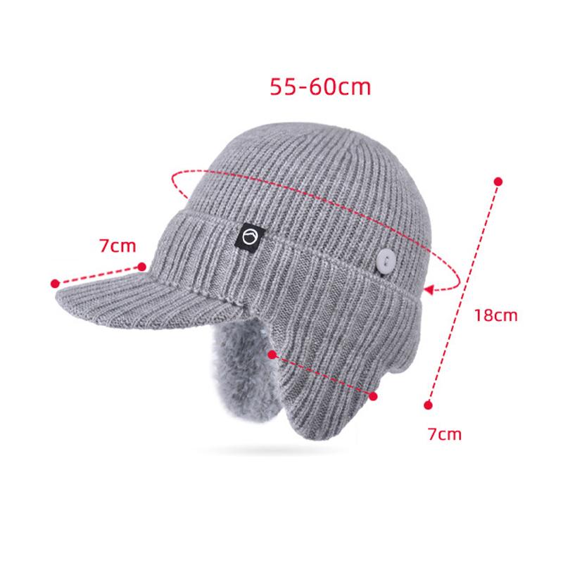 Winter Ohrenschutzkappe Herren Kältefest Warm Gestrickte Baseballkappe Outdoor Reiten Fleece Mütze