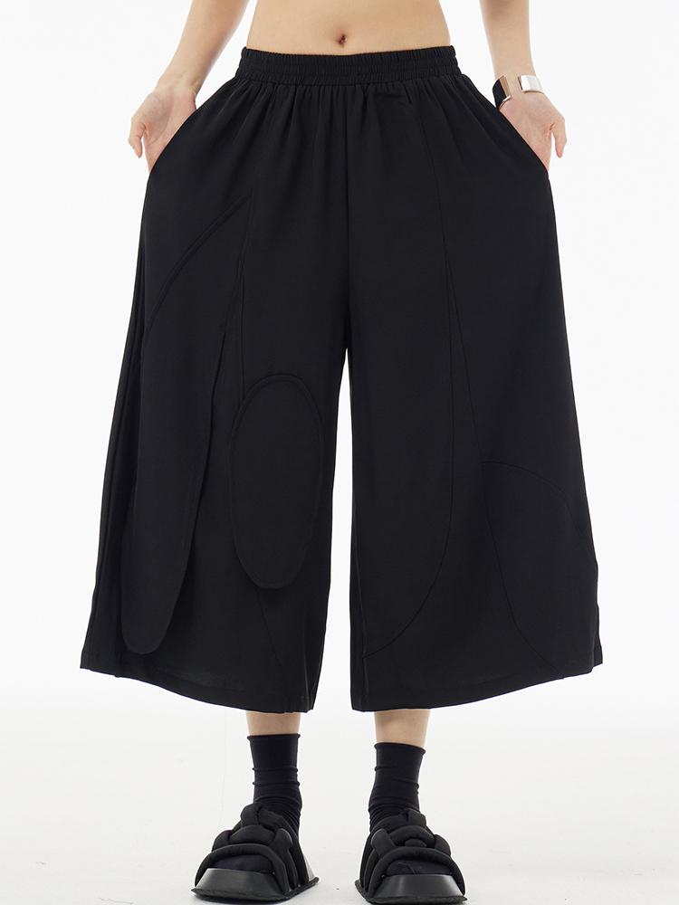 Xitao Modische Hose mit weitem Bein und Patchwork-Muster in Volltonfarbe WLD20182