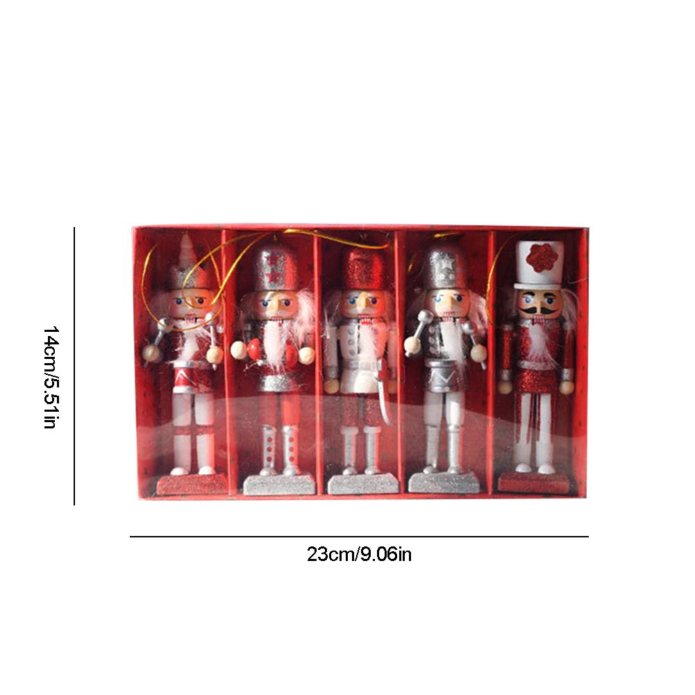 5 Pcs Wooden Nutcracker Soldier Christmas Decoration Christmas Nutcracker Figures Ornaments for Christmas Tree Figures Gifts