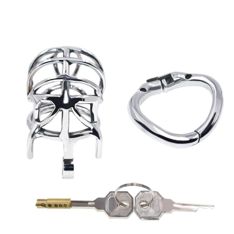 Stainless Steel Cage Chastity Belt for Men Closable Snap Ring Sm