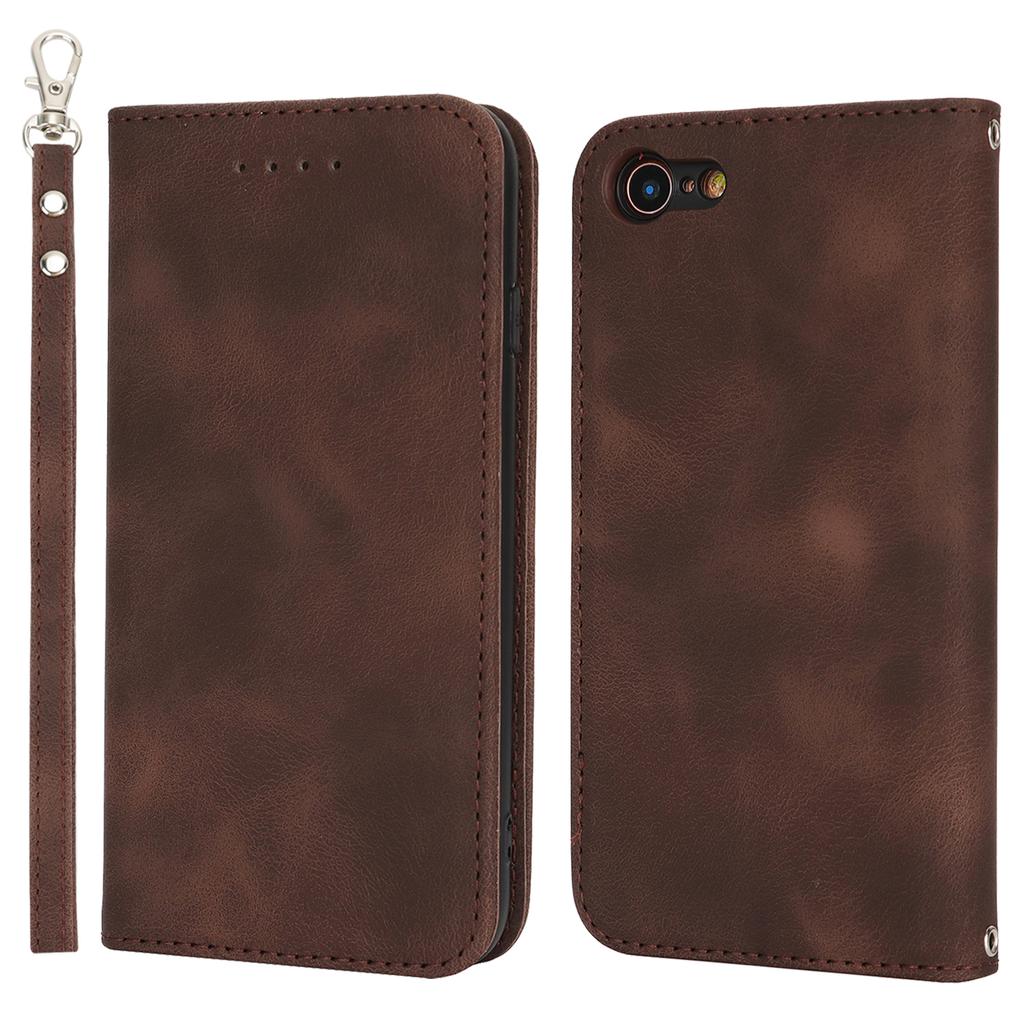 For iPhone SE (2022)/(2020)/8/7 Stand Case Magnetic Closure Skin Touch Leather Flip Phone Cover with Wallet