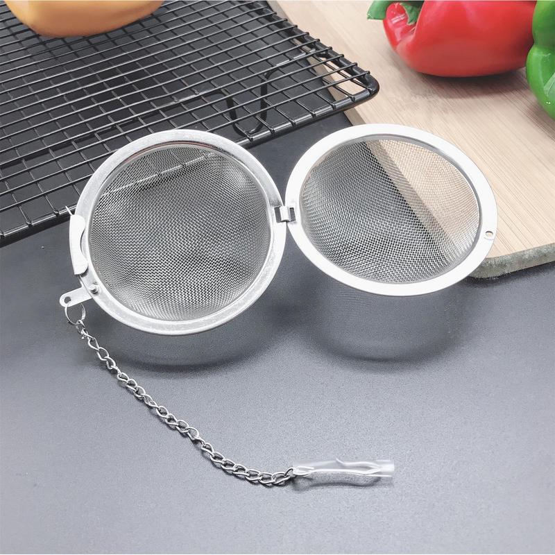1Pc Stainless Steel Flavored Filter Ball Tea Filter Ball Tea Infuser Fine Mesh Coffee Filter Spices Soup Filter Ball With Chain