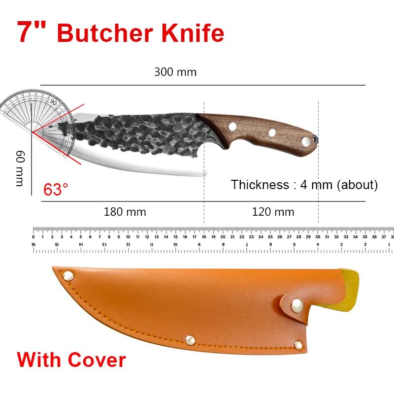 Forged Kitchen Knives Meat Cleaver Chopping Vegetables Butcher Knives Hiking Camping Barbecue Outdoor Survival Knife Wood Handle