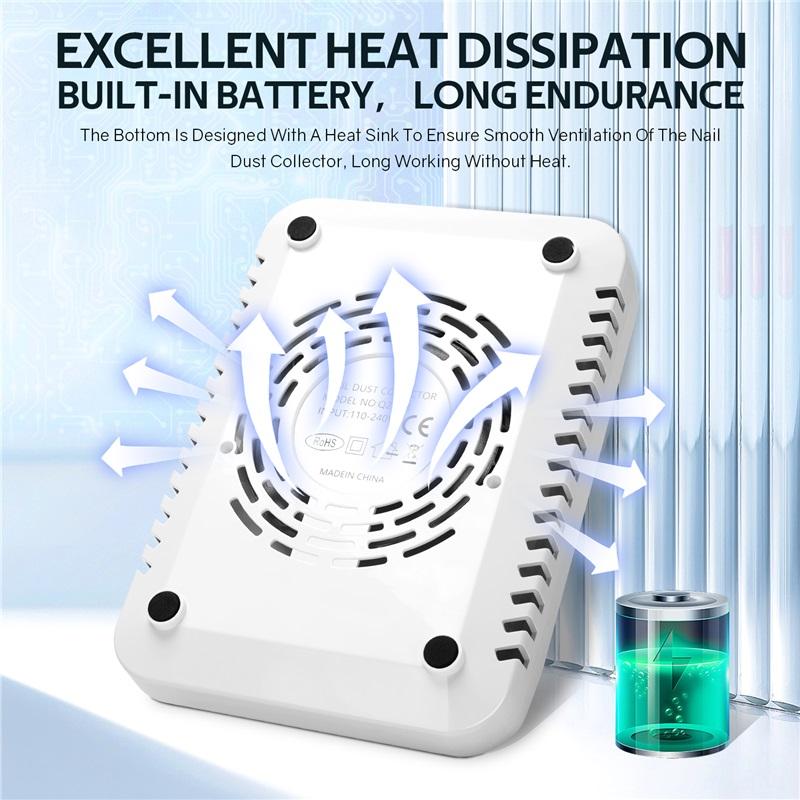 Powerful Nail Dust Vacuum Collector Professional Nail Dust Extractor With Reusable Filter Manicure Equipment Adjustable Speed