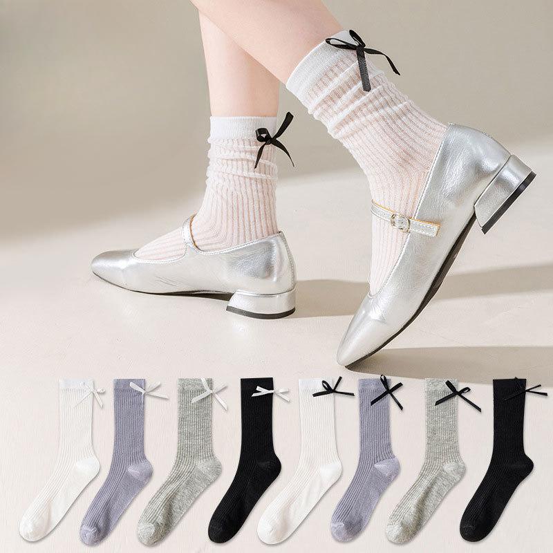 5 Paar Damen Frühling und Herbst Ziehen Sie eine schöne Schleife Ballett-Socken