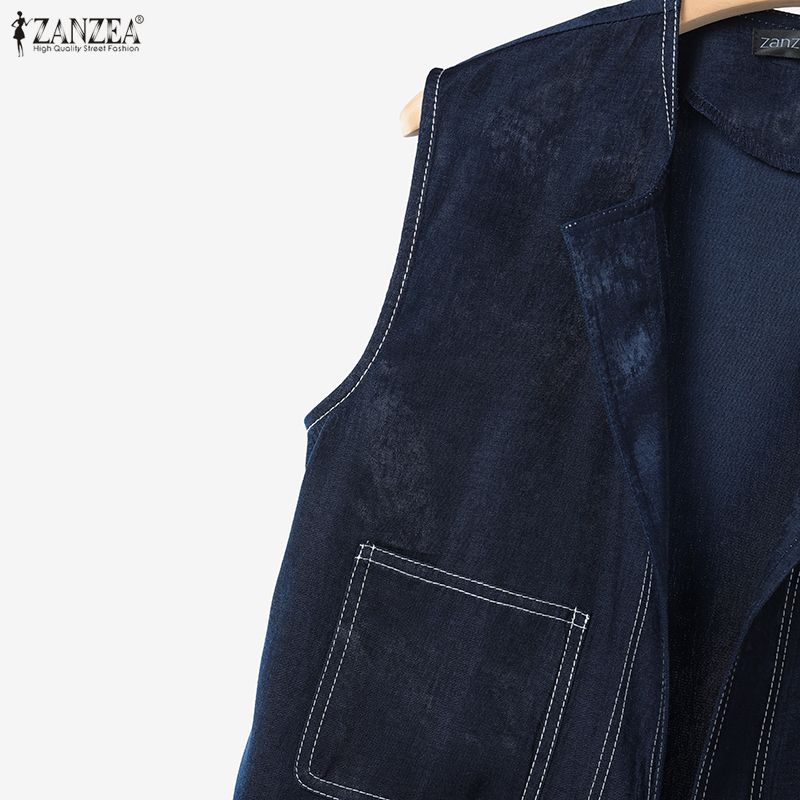 ZANZEA Damen Ärmellose Westen Tops und Hosen Lässige Zweiteiler Anzugsets