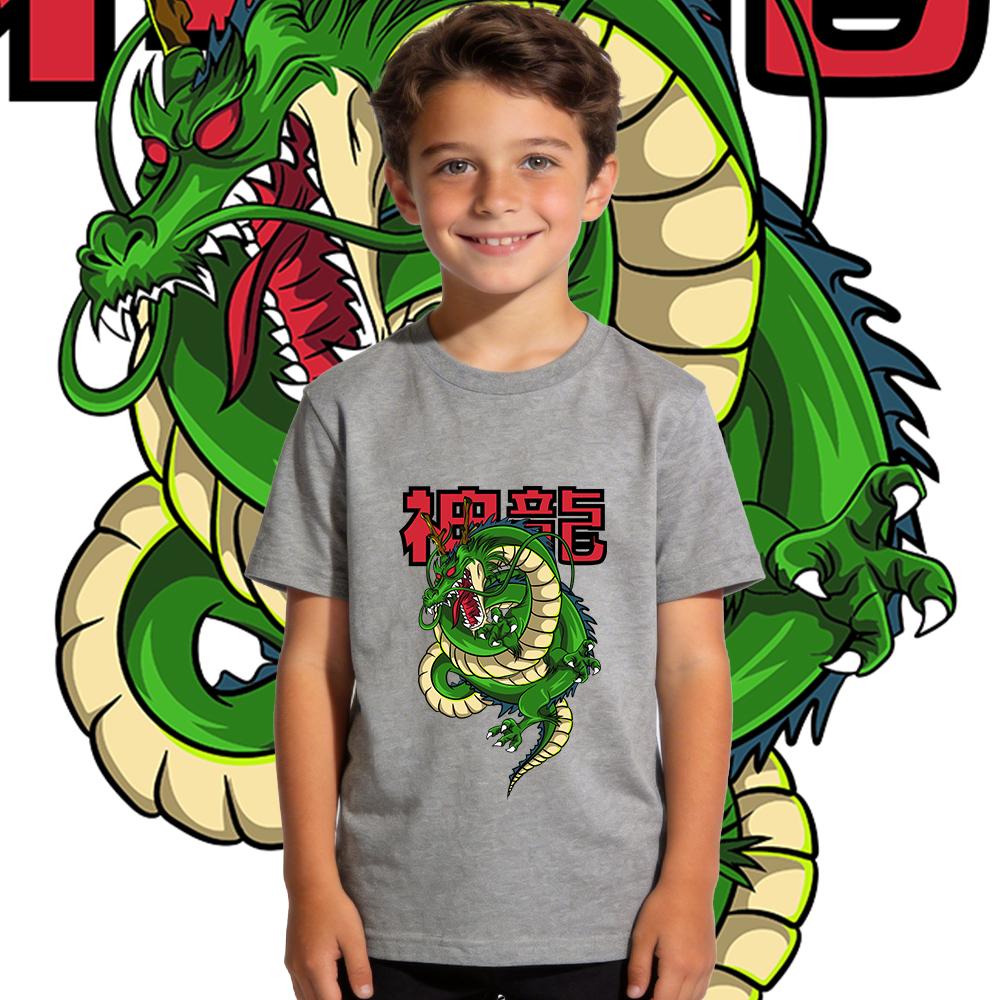 Kids Dbz Shen Long Anime Print T Shirt Pure Cotton Soft Breathable Short Sleeve Shirt for Boys and Girls Summer Casual Wear