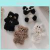 Cute Brown Bear Plush Hair Clip Handmade Cartoon Hairpin For Girls Autumn/winter Hair Accessories Cat)