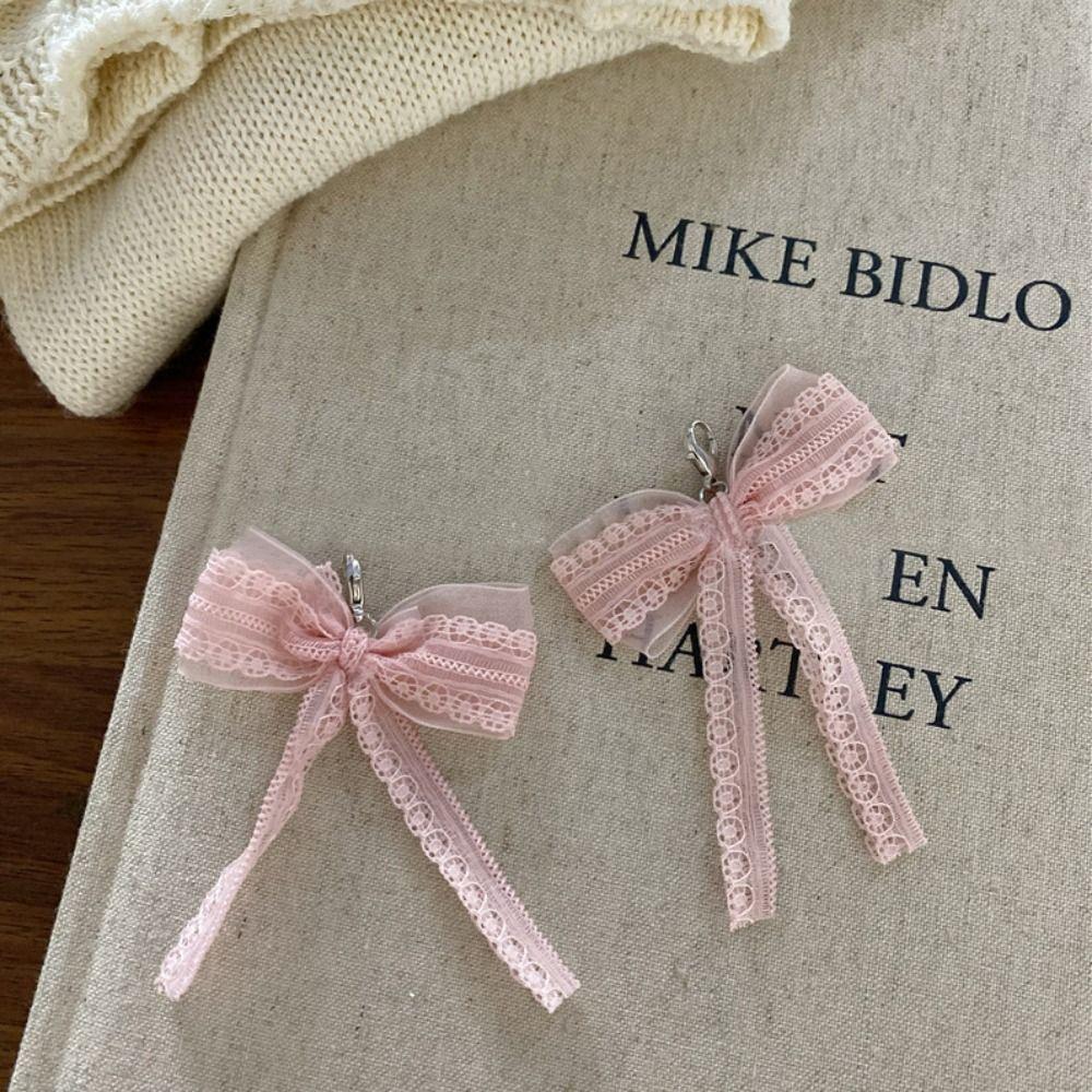 

Bowknot Bow Shoelaces Clips Buckle Handmade Sneakers Shoe Accessories Bag Pendant Pink-Style A