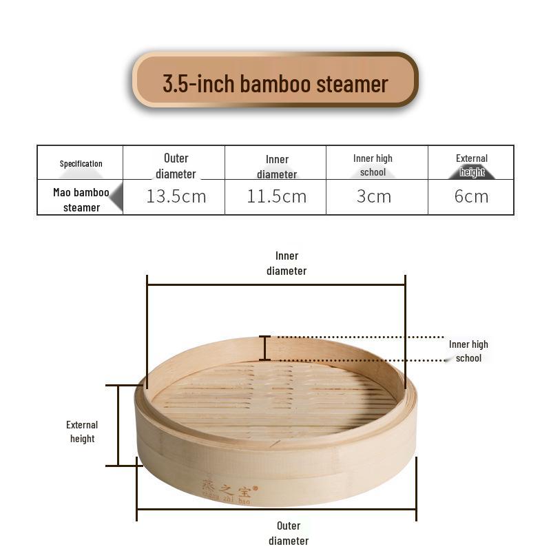 Bamboo Handmade Xiaolongbao Steamer Basket for Dumplings and Baozi, Deepened Shaxian Commercial and Household Use 13.5cm Bamboo Basket