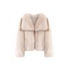 Womens Faux Fox Fur Collar Coat Winter Warm Puffer Style Outerwear Long Sleeve Turn-Down Sweet Chic