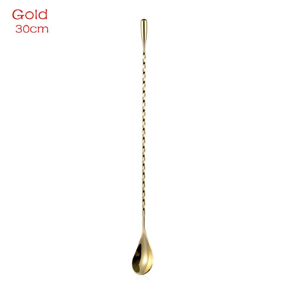 Stainless Steel Cocktail Spoon Long Handle Mixing Bar Spiral Teadrop Spoon Bartender Tools Kitchen Stir Spoon