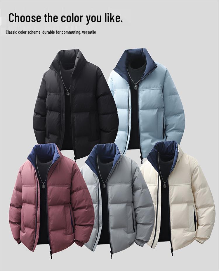 Trendy Warm Stand Collar Solid Color Down Jacket