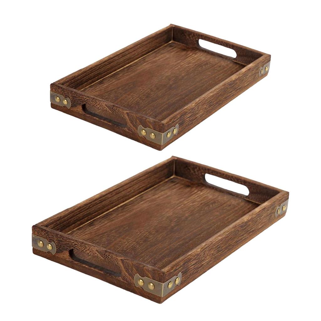 Wood Serving Tray Platter Decorative Food Trays Coffee Table Breakfast Nesting Multipurpose Tray for Patio Versatile Tray Home