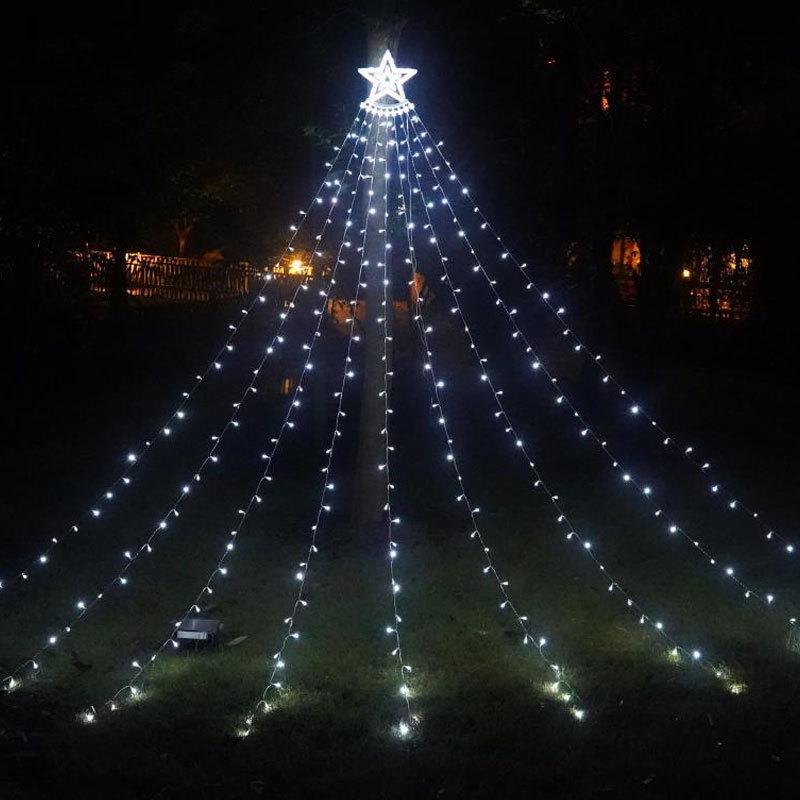 LED Five-Pointed Star Christmas Tree Outdoor Waterfall Lights - Flowing Water Hanging Gardens & Courtyards Decor