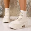 Fashion Chunky Platform Ankle Boots for Women Thick Sole Non Slip Black Combat Booties Woman Autumn Fashion PU Leather Botas Mujer 2025
