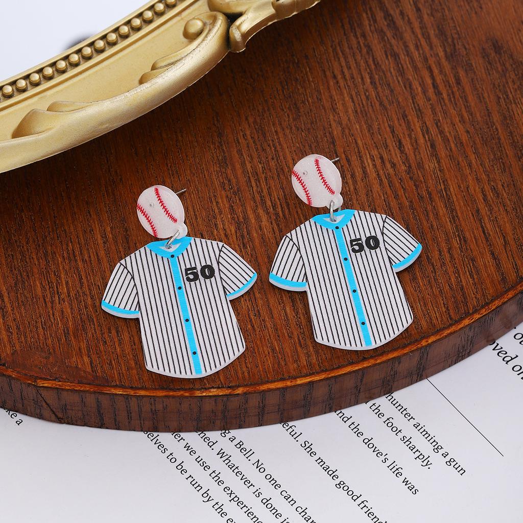 Baseball Clothes Acrylic Earrings, Light Luxury High-End Style Fashion Temperament Sports Festival Earrings