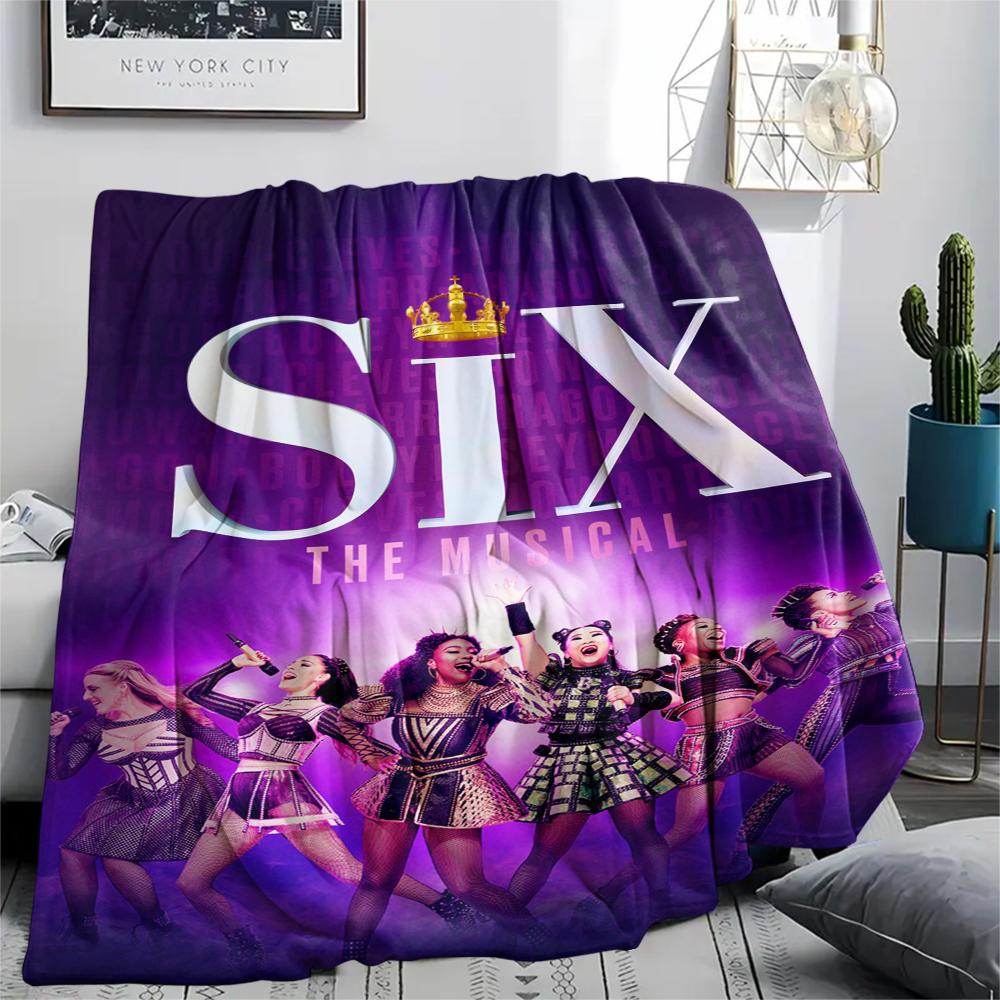 1PC SIX the Musical Print Flannel Blanket, High quality Comfortable for All Seasons, Home Decor, Warmth and Comfort, Perfect for Christmas Gifts164