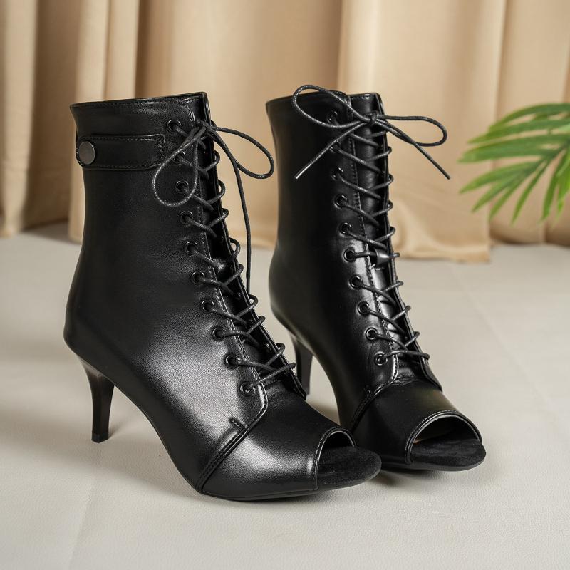 Designer Brand Women Party Boots Summer Sexy Open Toe Stiletto High Heel Footwear Ladies Latin Dance Shoes Ballroom Plus Size