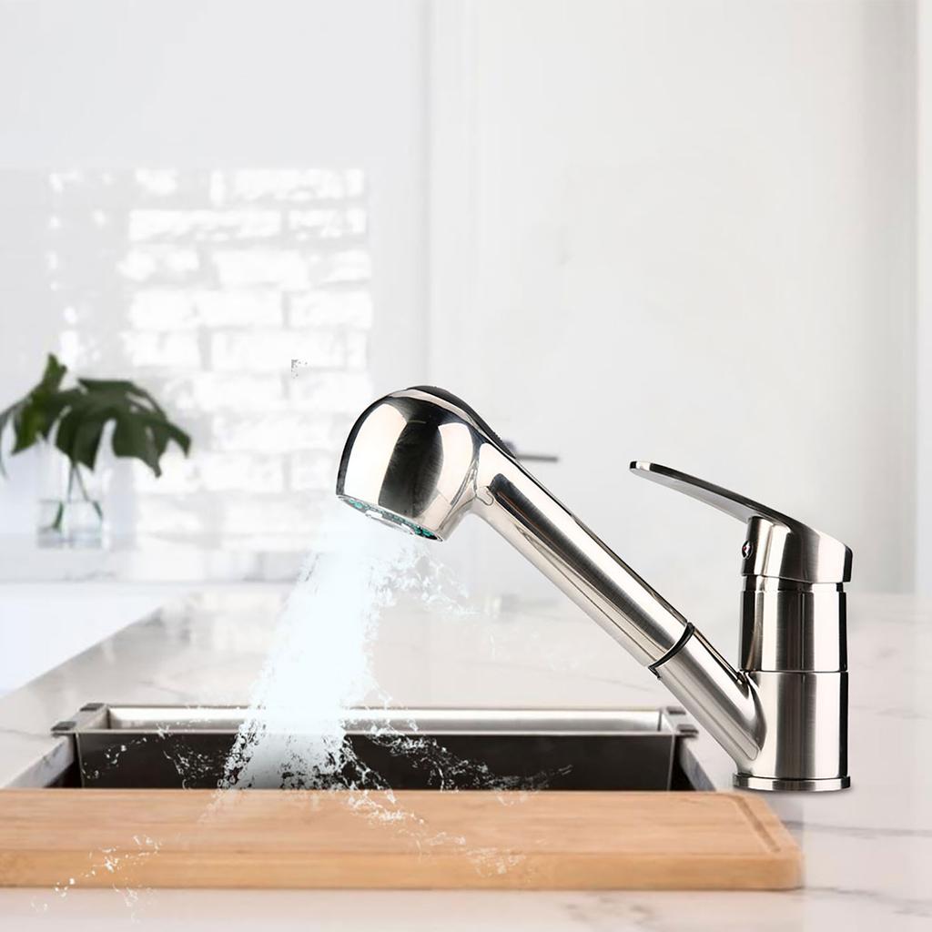Pull out Kitchen Sink Cold Water Faucet Tap (Nickel Plating Brushed  Standard G1/2")
