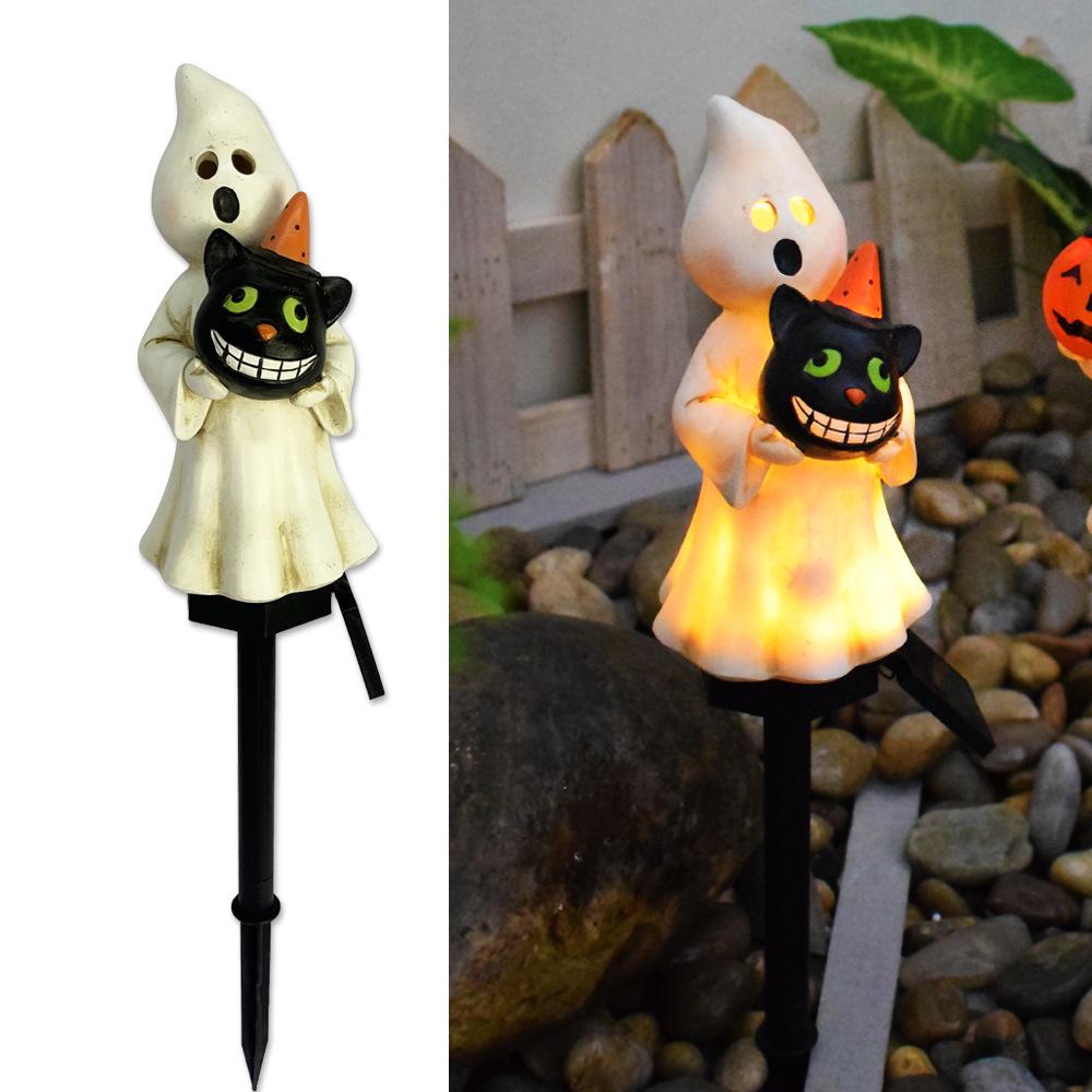 Halloween Pumpkin Candle Pathway Solar Lights Crow Yard Stake Lamp for Garden Yard Lawn Pathway Home Party Decoration Waterproof