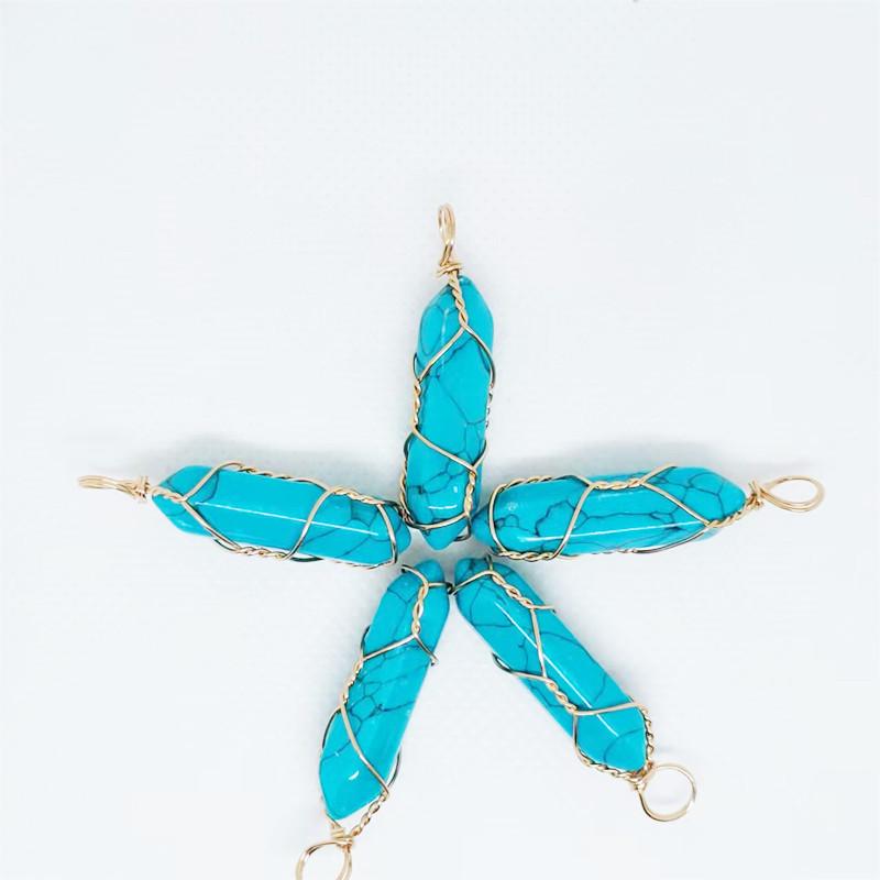 Hexagonal Double-Ended Crystal Pendant DIY Jewelry Accessory
