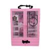 Pink Wardrobe with 10pcs Hangers Playset Doll Accessories Fashion Toys Fold-out Rack Portable Closet Birthday Christmas Gift