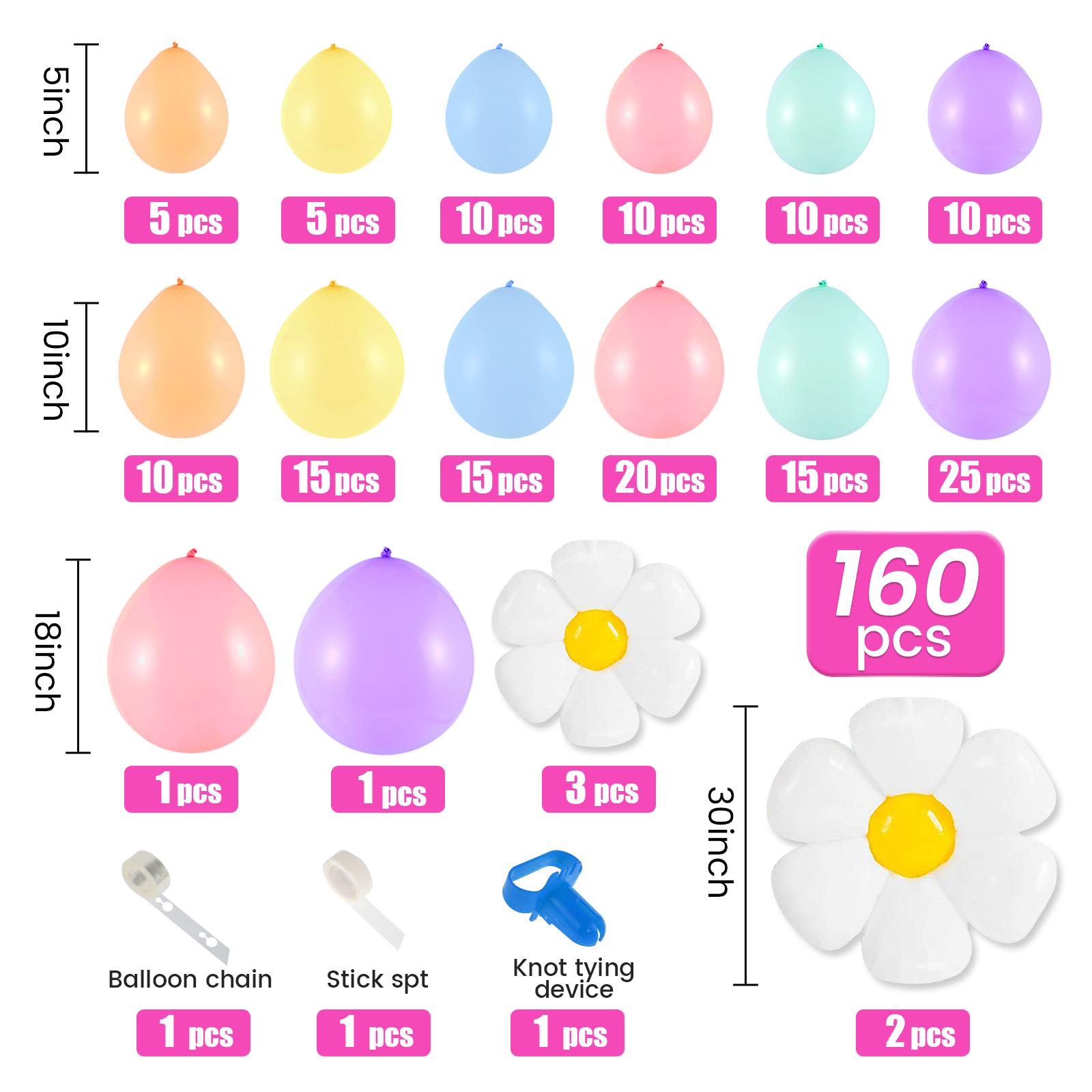 

160Pcs Pastel Macaron Balloon Garland Kit Latex Balloon Small Daisy Balloon Decor for Bridal Wedding Baby Shower Party Supplies 4 Sizes