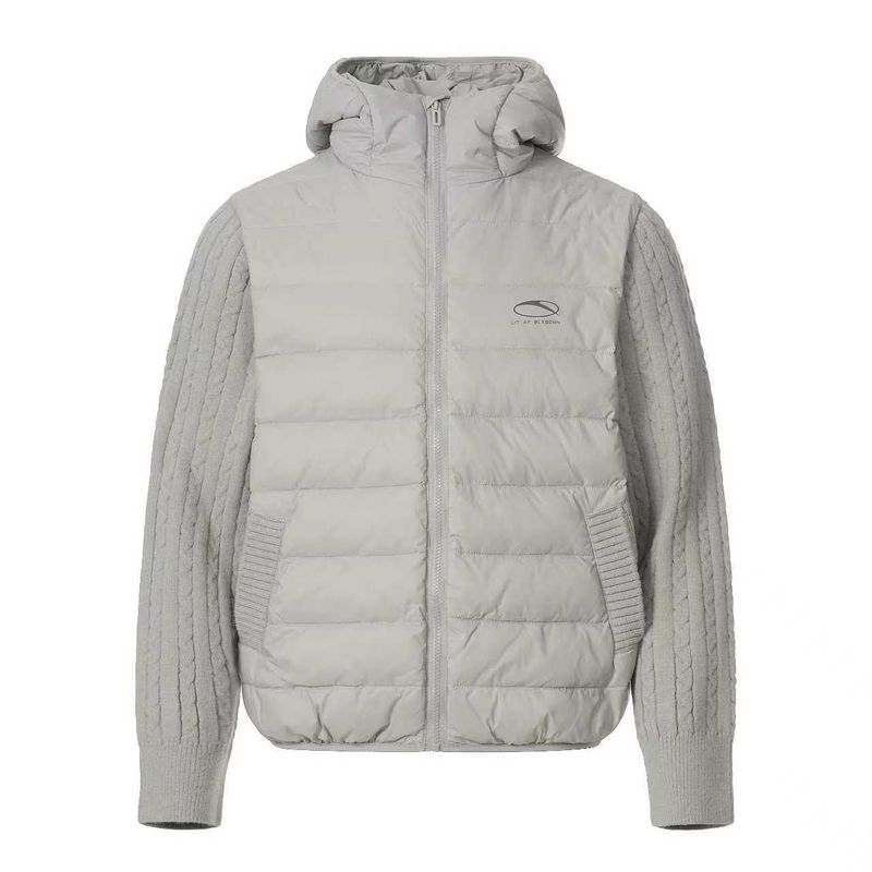 Cabbage Coke American-Style Ribbed 90 White Duck Down Jacket Winter Patchwork Knitted Hooded Casual Couple's Coat for Men