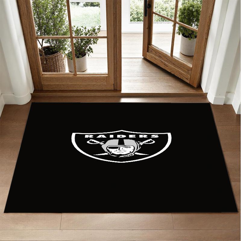 Las Vegas Raiders Design Crystal Velvet Rug Soft Decorative Mat for Bedroom Entrance