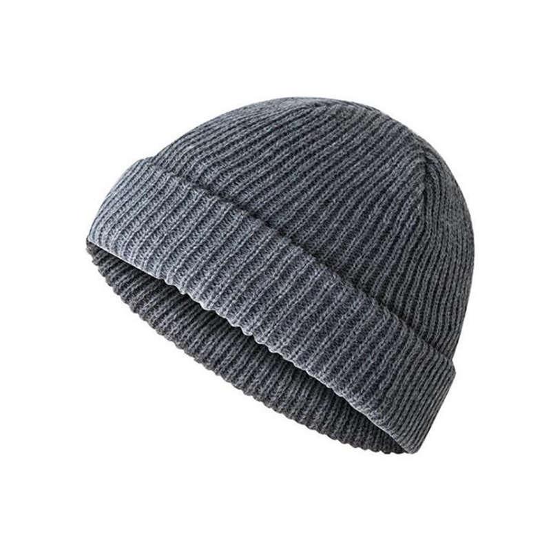 Зимние теплые шапки Повседневные короткие нитяные хип-хоп шапки Бини Шапки-бини Эластичные шапки темно серый