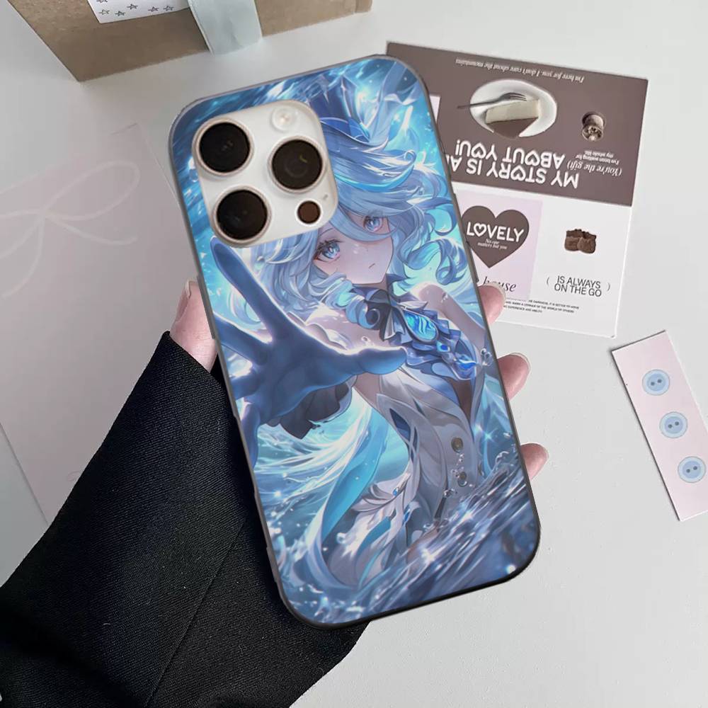 Genshin Impact Furina Phone Case For iPhone 17 16 15 14 Plus 11 12 13 Pro Max Shockproof Protection Soft Back Cover