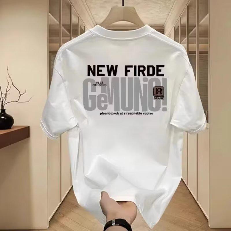 

Мужская модная летняя хлопковая футболка свободного кроя - Принт с буквами, круглый вырез, рукав до локтя 5XL